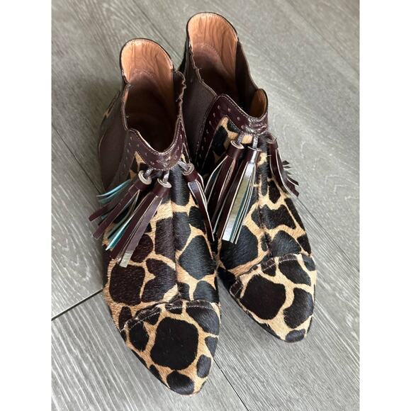 BOTTLE Sao Paulo Shoes - BOTTLE Sao Paulo Haircalf Giraffe Print Tassel Ankle Boots EU 37 US 7